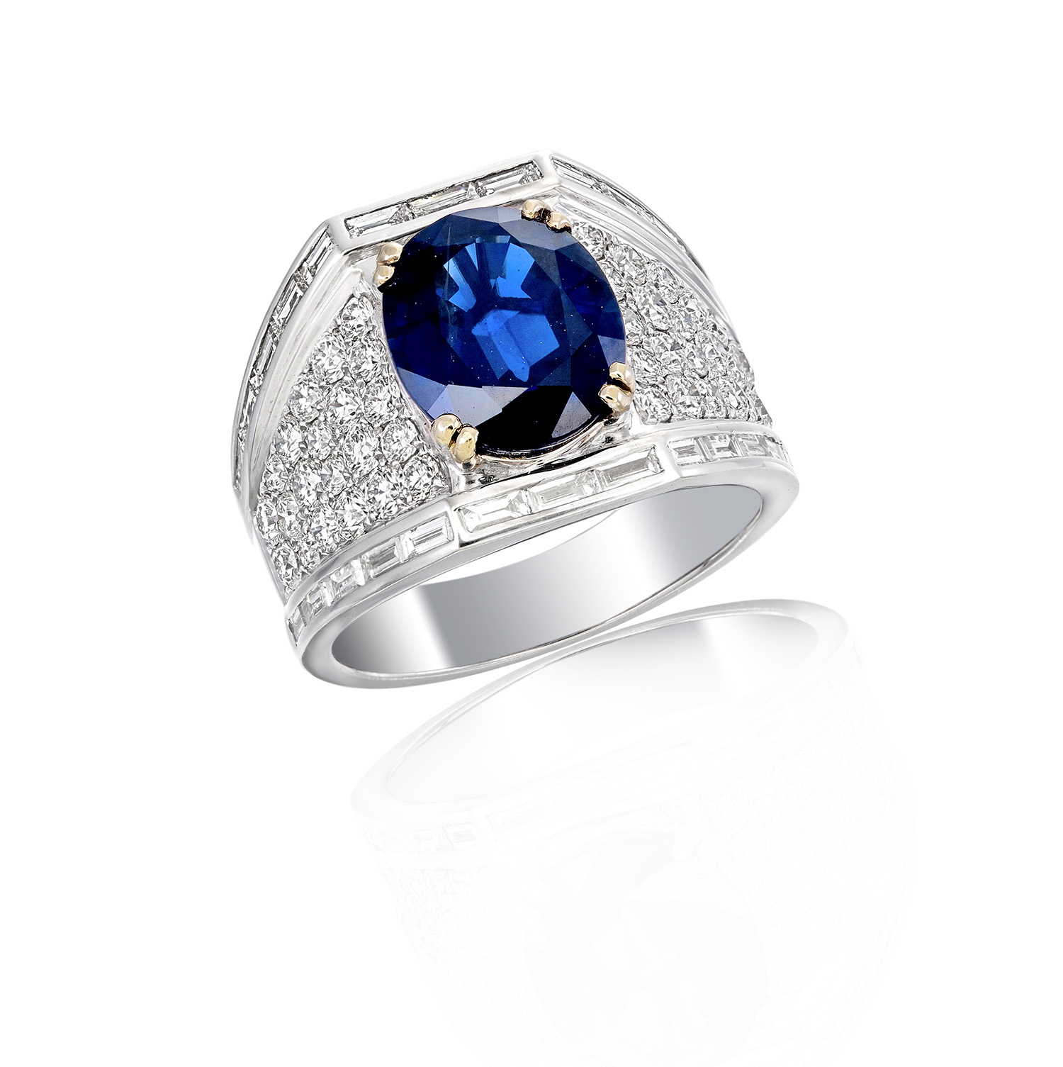 Royal Blue Sapphire and Diamond Ring